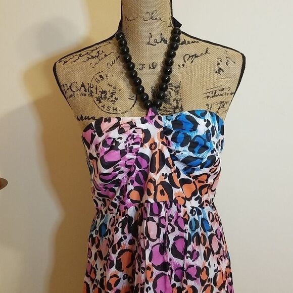 Trina Turk silk blend animal print halter style dress size 10 - Picture 2 of 9